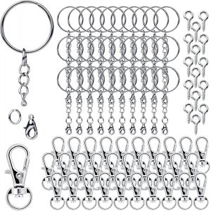 MEVRONISSHOP-150Pcs Anneau Porte Cl&eacute; Attache Porte Cl&eacute; avec Cha&icirc;ne Mousqueton Porte Cl&eacute; Lot Crochet Porte Clef Kit Boucle Porte Cl&eacute; Keychain pour Diy Bricolage Bijoux Support Perle Porte Cl&eacute; Sacs D&eacute;c - Neuf