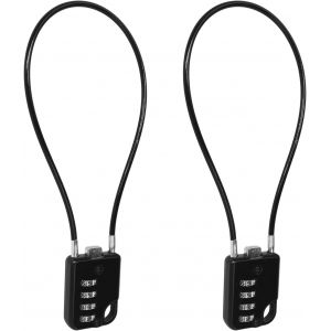 KALANKA-Cadenas &agrave; combinaison 4 chiffres avec c&acirc;ble en acier 30 cm, serrure haute s&eacute;curit&eacute; pour valises, bagages, coffres &agrave; outils, casques, robuste, compact, 2 pi&egrave;ces, pratique et fiable - Neuf