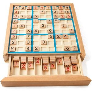 Jeu De Sudoku En Bois Avec Tiroir-Jeu De Sudoku Math&eacute;matiques-Jouet De Bureau - Neuf