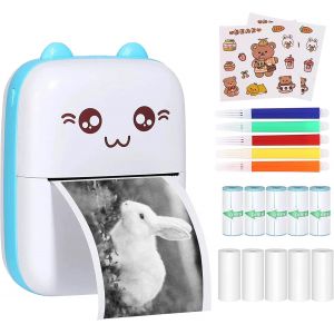 Imprimante Portable Mini Bluetooth sans Fil Thermique sans Encre Stickers Imprimante pour Photo &Eacute;tiquettes DIY. - Neuf