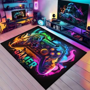 Sjzg-Tapis 3d Gamepad Motif De Manette De Jeu 60 X 90 Cm, Tapis Manette De Jeux Color&eacute; Et Moderne De Grande Surface En Et Antid&eacute;rapante, Id&eacute;al Pour Salon, Chambre De Gar&ccedil;on Et Chambre D'adolescent (E - Neuf