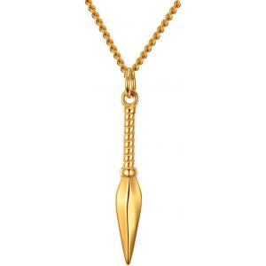 Kal-Acier Inoxydable Pour Hommes Point Lance Pointe De Fl&egrave;che Fer Lance Collier Pendentif Poli Argent/Or/Noir - Neuf