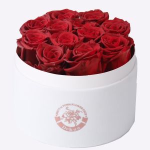 Rose Eternelle, Cadeau de Rose pr&eacute;serv&eacute;e pour Femme, Bo&icirc;te de Roses pr&eacute;serv&eacute;es, Cadeau de No&euml;l de la Saint-Valentin pour Maman Grand-m&egrave;re. (Bo&icirc;te Blanche & Roses Rouges) - Neuf