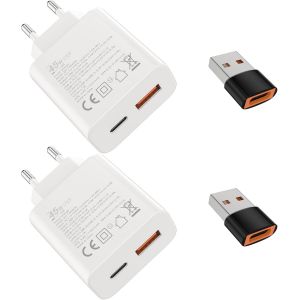 S25 S24Chargeur Rapide 45W USB-C 18W USB-A, Adaptateur pour Samsung Galaxy S25 S23 S22 S21 S20 S10 A56 A55 A54 A36 A35 Z Flip 6/5 iPhone 16 15/Pro/Pro Max/Plus Motorola Moto Google xiaomi Portable - Neuf
