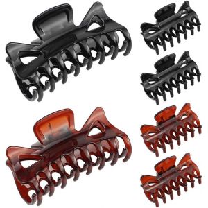 Asas-6 Pièces Pinces À Cheveux En Plastique Clips Pinces À Griffes Antidérapant Griffe De Cheveux Épaisses Accessoires Pour Cheveux Vintage Épingle À Cheveux Pour Filles Et Femmes-Noir Et Marron - Neuf