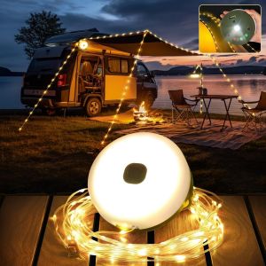 Kal-Guirlande Lumineuse De Camping - Guirlande Lumineuse Led Portable Polyvalente De 10 M, Lampe De Camping Étanche Rechargeable Par Usb, Pour Décoration De Jardin Extérieur (Lumière Chaude) - Neuf