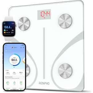 Balance Pese Personne, Pese Personnes En Verre Trempé, Bluetooth, Max. 180 Kg, Balance Connectée Avec 13 Données Corporelles (Imc/Graisse Corporelle/Masse Osseuse/Bmr/Muscle/Eau), Elis 1 - Neuf