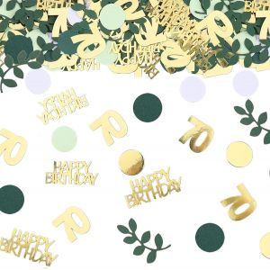 Confettis 70 ans Décoration d'anniversaire Grande taille 2,5 à 5,5 cm Décoration 70 ans Homme Femme Décoration de table 70 ans Décoration d'anniversaire Vert Or Décoration pour 70e - Neuf