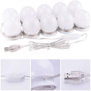 Kit D'éclairage Pour Miroir De Salle De Bain, 10 Ampoules Hollywood Led À Intensité Variable, 3 Couleurs (Miroir Non Inclus) - Neuf