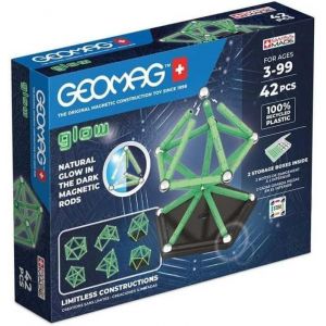Glow 42 Pi&egrave;ces-Jeu De Construction Magn&eacute;tique Phosphorescent Pour Enfants D&egrave;s 3 Ans-100% Plastique Recycl&eacute;-Brille Dans Le Noir-Constructions Aimant&eacute;es Stem-Fabrication Suisse - Neuf