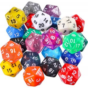 25 Pièces Dés Polyédriques Set Pour Dnd Rpg Mtg Et Autres Jeux De Table Avec Assortiment Aléatoire Multicolore (D20).[E3842] - Neuf
