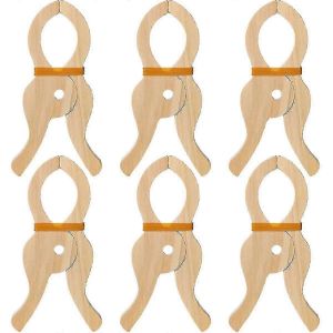 Lot de 6 pinces g&eacute;antes en bois faites &agrave; la main pour rideaux, armoires et balcons - Neuf