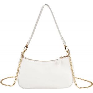 Sac &agrave; main avec cha&icirc;ne,sac &agrave; bandouli&egrave;re en cuir synth&eacute;tique pour femme,petit sac &agrave; bandouli&egrave;re avec fermeture &eacute;clair (blanc),Noir ,one size - Neuf
