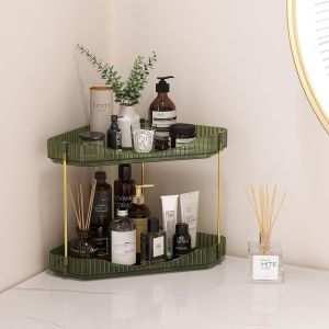 Tianyi-Organisateur De Salle De Bain &Agrave; 2-Niveaux, 90&deg;, Comptoir, Cosm&eacute;tique, Skincare, Beaut&eacute;, Parfum, Tablette De Rangement Pour &Eacute;pices, &Eacute;tag&egrave;re De Cuisine, Bijoux, Chambre, Bureau, Vert - Neuf