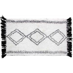 KAL-, Tapis De Bain (50 X 80 Cm) Freya Blanc, Coton Imprimé - Neuf