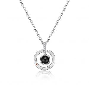 Collier Pendentif Rond Geometrique En Cristal, Collier De Projection, Bijoux Cadeau (Argent) - Neuf