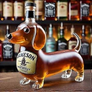 Bouteille de whisky teckel, bouteille de whisky amusante, bouteilles de vin en verre avec statue de teckel, carafe decorative teckel, pour bar, maison, bureau - Neuf