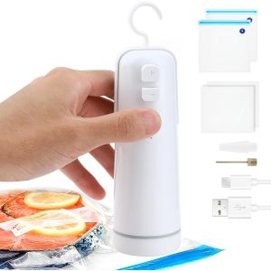 Mini Thermoscelleuse Multifonction 4 En 1, Scelleuse Sous Vide Portative Avec Cutter, Gonfleur, Scelleuse Pour Sacs Frais Et Conservation Des Aliments - Neuf