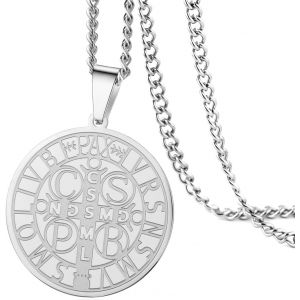 Kal-Collier M&eacute;daille Saint Beno&icirc;t Croix Catholique Chr&eacute;tienne Collier M&eacute;daille Sacramentelle Amulette Bijoux Religieux Exorcismes Cadeaux - Neuf