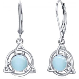 Kal-Boucles D'oreilles Cr&eacute;oles En Argent Sterling 925 Avec Pierre De Lune/Abalone -Boucles D'oreilles Pendantes En Forme De Goutte -Pour Femme Et Fille - Neuf