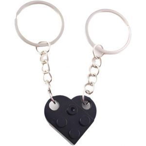 KAL-Porte Cl&eacute; Coeur Noir Petit, 2Pcs Porte-Cl&eacute;s Porte Cl&eacute; Coeur Couple,Ensemble Porte-Cl&eacute;s Coeur, D&eacute;corations Coeur Assorties - Neuf