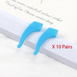 Euty-Poign&eacute;e D'oreille Antid&eacute;rapante En Silicone,20 Pi&egrave;ces,Pour Lunettes,Jambe,Crochet D'oreille,Support De Fixation,Pointe De Tempe,Support De Lunettes,Accessoires-Bleu - Neuf