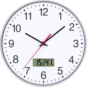 ERYI-Horloge Murale Silencieuse Avec Thermomètre Et Hygromètre Pendule Murale À Quartz Moderne Sans Tic-Tac Pour Salon Chambre Bureau Cuisine 30Cm - Neuf