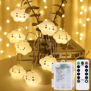 Kal-Guirlande Lumineuse Nuages Pour Chambre D'enfant, À Piles, Avec Minuterie Et Télécommande, 3 M, 8 Modes, 20 Led, Lumières Décoratives Pour Chambre À Coucher, Mariage, Noël - Neuf
