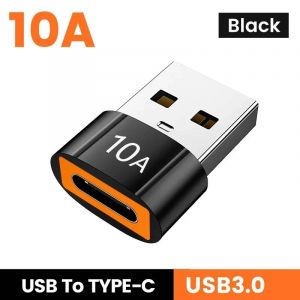 Convertisseur Otg Usb 3.0 Vers Type C 10a Pour Ordinateur Portable Xiaomi Samsung Oneplus Usb A Femelle Vers Type C Mâle,Adaptateur De Données De Charge Rapide.Black. - Neuf