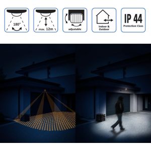 1x Infrarouge Détecteur de Mouvement Émerger Montage Mural À l'intérieur A l'extérieur Résistant aux Éclaboussures Rotatif Inclinable 180° Zone de Travail Portée de 12m Blanc - Neuf