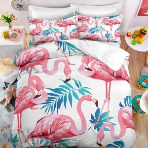 Microfibre House De Couette Doux Confortable X Cm Parure De Lit Enfant Flamant Rose Housse De Couette + X Taies D'oreiller Xcm - Neuf