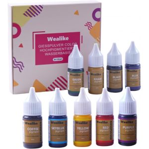 Mevronisshop-Pigments De Couleur &Agrave; Base D'eau, Id&eacute;aux Pour Le Pl&acirc;tre/Poudre De Moulage/Poudre C&eacute;ramique Blanche, Les Couleurs Sont Intenses Et Se M&eacute;langent Facilement Pour(9x10ml) Artisanat &iquest; - Neuf