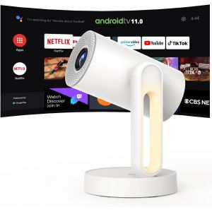 CHECARZHN--NO1-Videoprojecteur Android Tv 11.0 & Netflix Certifié/Dolby, Starfish Projecteur Portable Auto Keystone Wifi Bluetooth Fhd 1080P, Rotatif 140°, Veilleuse Tactile/300Ansi Rétroprojecteur H - Neuf