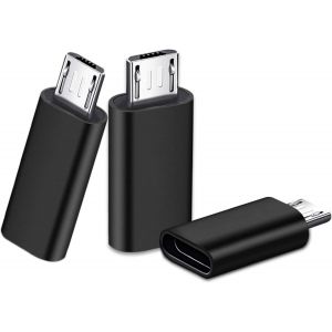 KALANKA-Adaptateur USB C à Micro USB 3 Pièces, Adaptateur Type C Femelle Micro USB Male, 2.4A Chargement Rapide pour PC, Samsung, Huawei, etc (Noir) - Neuf