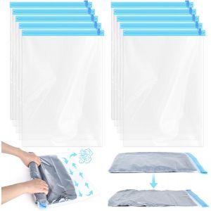 lbgwp60-10 Pièces Sac Rangement Sous Vide Aspirateur, 40 * 60Cm Sac Sous Vide Vetement Reutilisable, Vacuum Storage Bags Roulé À La Main Pour Maison, Voyages, Camping - Neuf