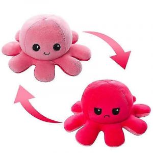 Peluche pieuvre geante reversible de 20 cm, 30 cm et 40 cm, pieuvre heureuse et triste reversible - Neuf
