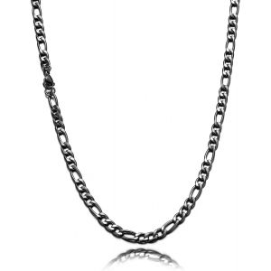 Trahoo-Hommes Chaîne Figaro Collier En Acier Inoxydable Argent Noir Chaîne En Or 14-26 Pouces Chaîne Cubaine 5/7/9mm Colliers Cubains Pour Hommes Femmes Adolescents Bijoux Cadeau - Neuf