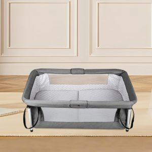 Lit Cododo Bébé Avec Matelas, Hauteur Réglable À 6 Niveaux, Lit D'appoint Bebe Evolutif À Roulettes, Lit De Voyage Pliable, Panier De Rangement, 0-2 Ans-80 * 40 * 100-115 Cm-Blanc Cassé - Neuf