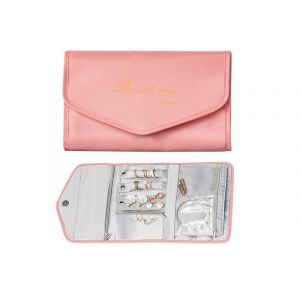 Sac De Rangement De Voyage Pour Bagues, Colliers, Bracelets Et Boucles D'oreilles - Rose, Pliable Et Portable - Neuf