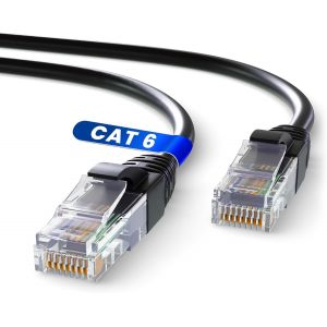TIANYI-C&acirc;ble Ethernet 50m, Reseau LAN Cat 6 Haut Debit Pour une Connexion Internet Rapide et Fiable | C&acirc;ble Ethernet Connecteur AWG24, RJ45 UTP CCA (50 M&egrave;tres, Noir) - Neuf