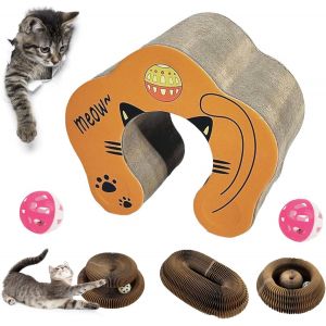 Subzonal-Magic Organ Cat Scratching Board, Jouet Accord&eacute;on Pour Chat Rond, Jouet Chat Interactif, Jouet Herbe A Chat, Scratching Board Griffoirs Pour Chats R&eacute;glable (2 Boules De Clochettes &Agrave; La Menth - Neuf