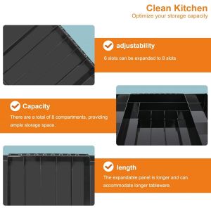 Senior-Bo&icirc;te De Couverts Pour Tiroirs, Organisateur De Cuisine &Eacute;volutif, Adapt&eacute; Au Stockage De Couteaux, Fourches Et Cuill&egrave;res Dans L'organisateur De Couverts De Cuisine[L1699] - Neuf