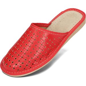 Kalanka-Chaussons Femme Pantoufles Cuir Mules Chaussures Maison Éco Blanc Noir Beige Rouge Marron 36 37 38 39 40 41 Eu - Neuf