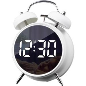 Eryi-Réveil Numérique Rond Silencieux Avec Grand Affichage Led, Horloge Analogique Moderne, Affichage De La Date Et De La Température, Blanc, Taille Unique - Neuf