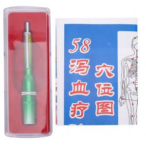 Stylo De Prelevement Sanguin A Trois Aiguilles, Appareil De Therapie Par Ventouses Pour Acupuncture, Pour Analyse Sanguine (Degrade Vert-Jaune) - Neuf