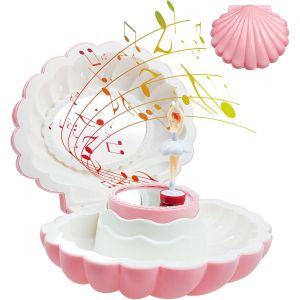 Boîte à musique ballerine avec miroir, boîte à musique pour enfants, boîte à bijoux avec mélodie, cadeau d'anniversaire pour filles (rose) - Neuf