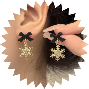 Kalhx-Boucles D'oreilles Boho Cristal Flocon De Neige Boucles D'oreilles N?ud Papillon Noir Boucles D'oreilles Pendantes Fleur Flocon De Neige Boucles D'oreilles Pendantes Personnalisées - Neuf