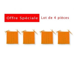 Galette De Chaise Futon - Orange - Lot De 4 - 40x40 Cm - 100% Coton - Intérieur - Neuf