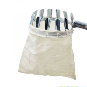 Cueille-Fruit M&eacute;tallique 135 mm Argent&eacute;, 13.5 x 23 x 13.5 cm, 0.25 kg, pour Perche T&eacute;lescopique ou Manche en Bois, R&eacute;colte Douce avec Structure en M&eacute;tal et Tissu - Neuf