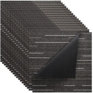 Dalle De Moquette R&eacute;utilisable-Duoku-61x61 Cm-Lot De 24-Couvrant 8,9 &iquest;-Epaisseur 6 Mm-&Agrave; Poils Ras-Gris - Neuf